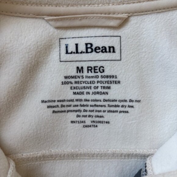 L.L. Bean Ladies M Fleece Full Zip Jacket Mountain Classic Windproof Cream White - Picture 2 of 2